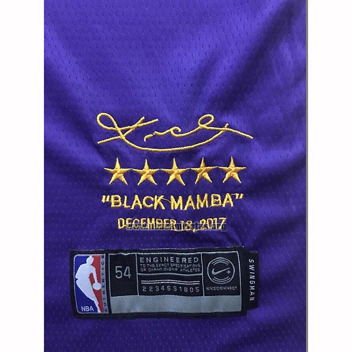 Camiseta Los Angeles Lakers Kobe Bryant NO 8 Retirement 2018 Violeta